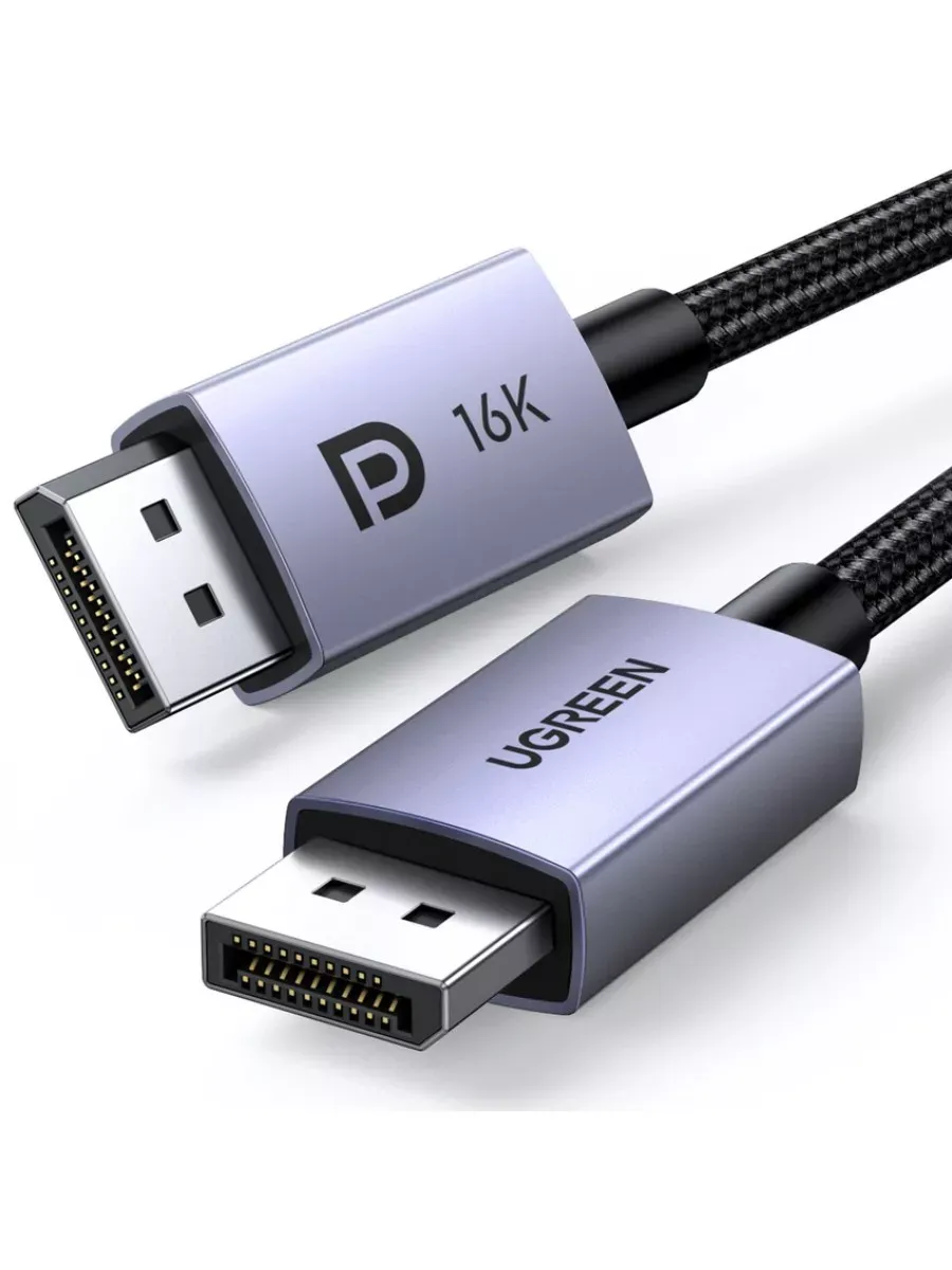 Кабель UGREEN DP118 (15383) 1м серый Display Port Male To Male 16K Cable