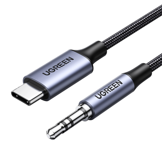 Кабель UGREEN CM450 (20192) 1м серый USB-C Male to 3.5mm Male Audio Cable with Chip