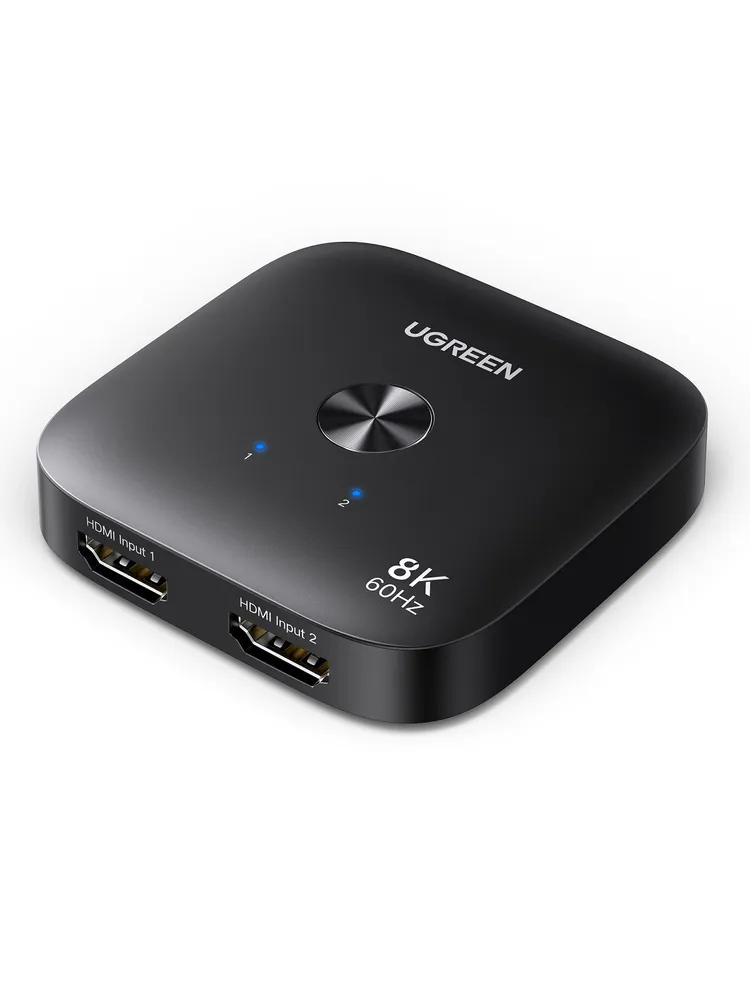 Переключатель UGREEN AW700 (65877) 8K@60Hz HDMI 2.1 Switch 2 In 1 Out. Цвет: черный