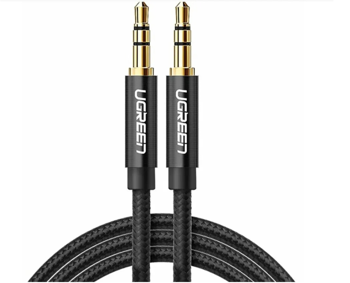 Кабель UGREEN AV112 50363 2m Black 3.5mm Male to 3.5mm Male Cable Gold Plated Metal Case with Braid