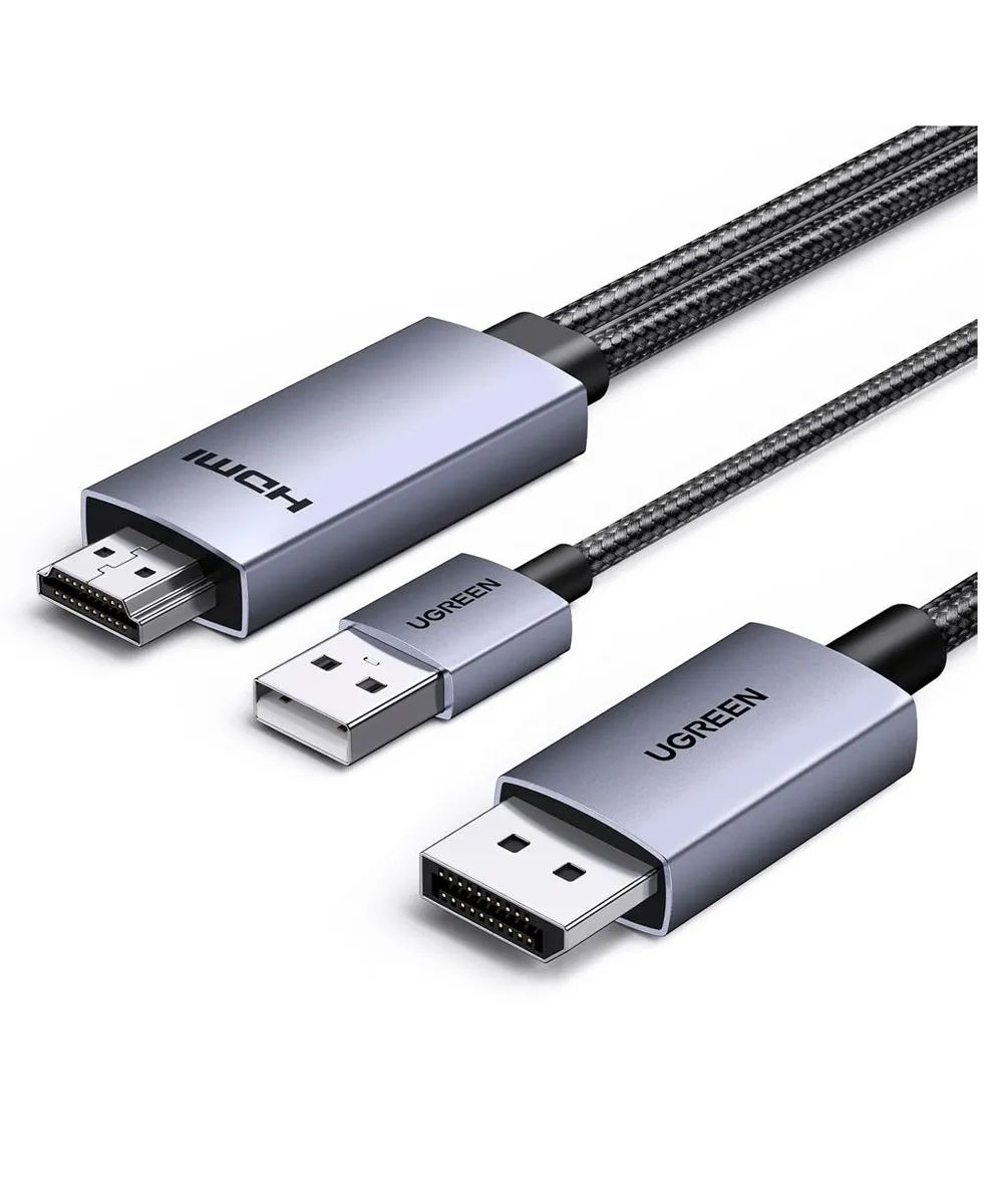 Кабель UGREEN HD169 (55329) 2м серый HDMI to DisplayPort 4K@60Hz Cable
