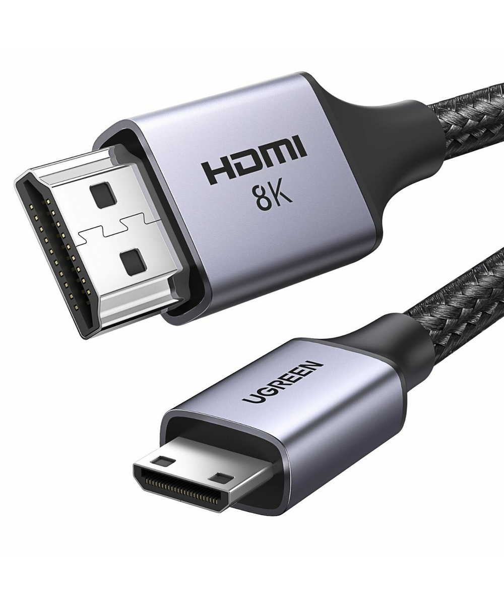 Кабель UGREEN HD163 (15514) Mini HDMI to HDMI 8K Cable. Длина: 1м. Цвет: черный