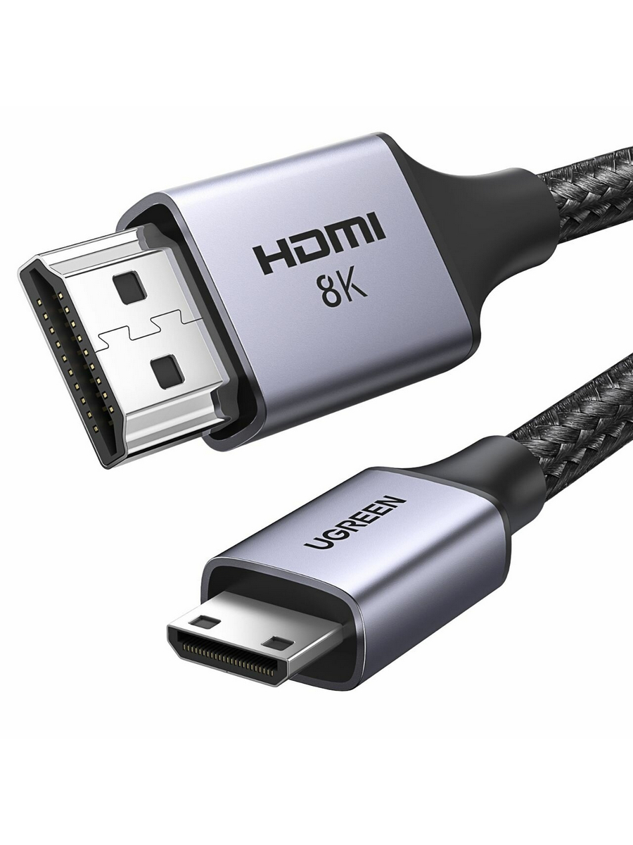 Кабель UGREEN HD163 (15515) Mini HDMI to HDMI 8K Cable. Длина: 2м. Цвет: черный