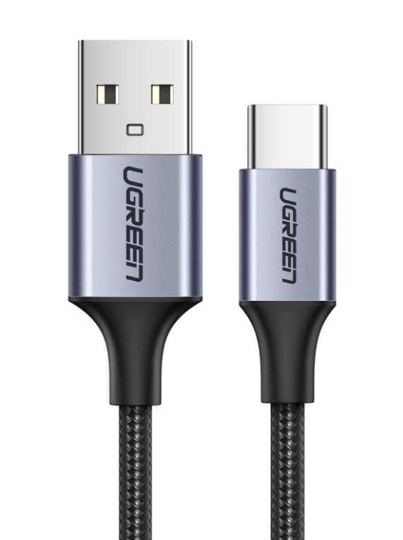 Кабель UGREEN US288 1,5 m Black USB-A 2.0 to USB-C Cable Nickel Plating Aluminum Braid