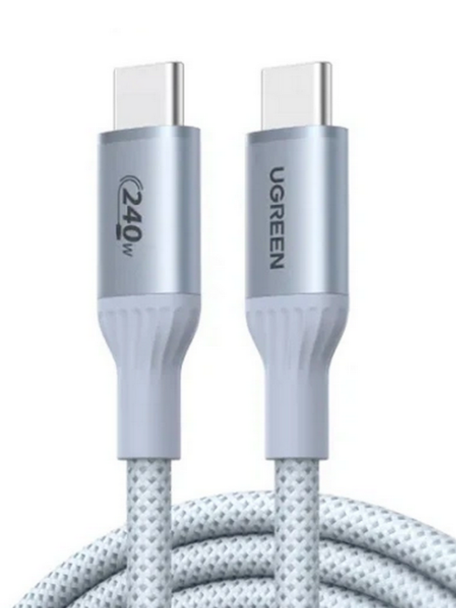Кабель UGREEN L534 (75731) 1м серебристо-голубой USB-C to USB-C 240W PD Fast Charging Cable