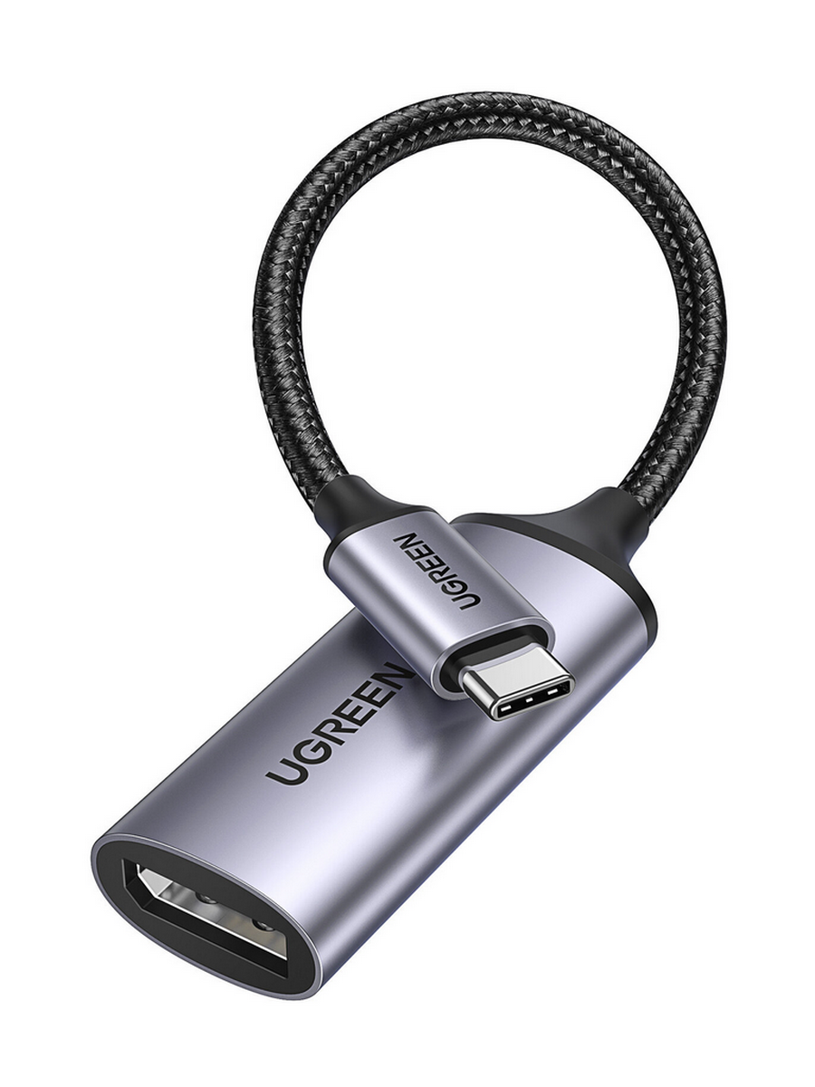 Адаптер UGREEN CM654 (15575) USB-C to DisplayPort 8K@60Hz 10cm Adpter. Длина: 10см. Цвет: серый