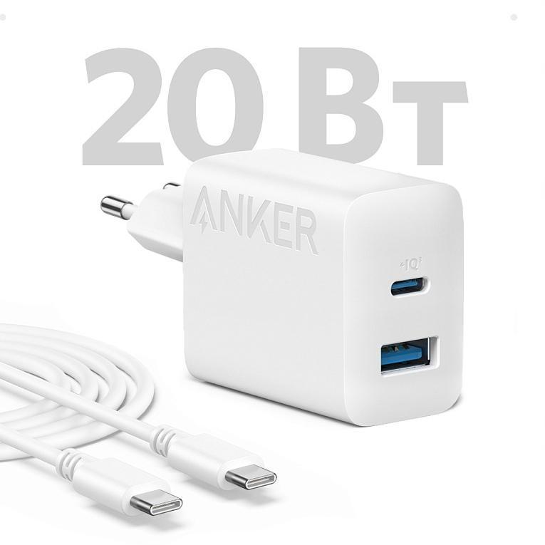 СЗУ Anker 312 20W B2348 USB-A+USB-C + кабель