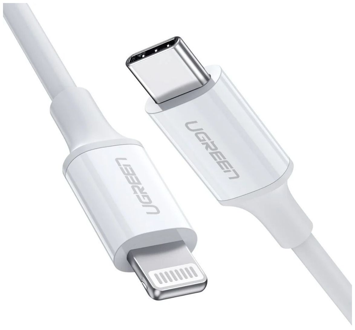 Кабель UGREEN US171 (10493) USB-C to Lightning Cable M/M Nickel Plating ABS Shell. Длина 1 м. белый