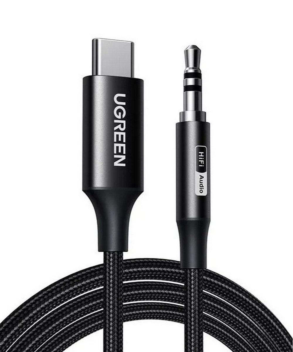 Кабель UGREEN CM450 (55734) 1м черный USB-C Male to 3.5mm Male Audio Cable with Chip
