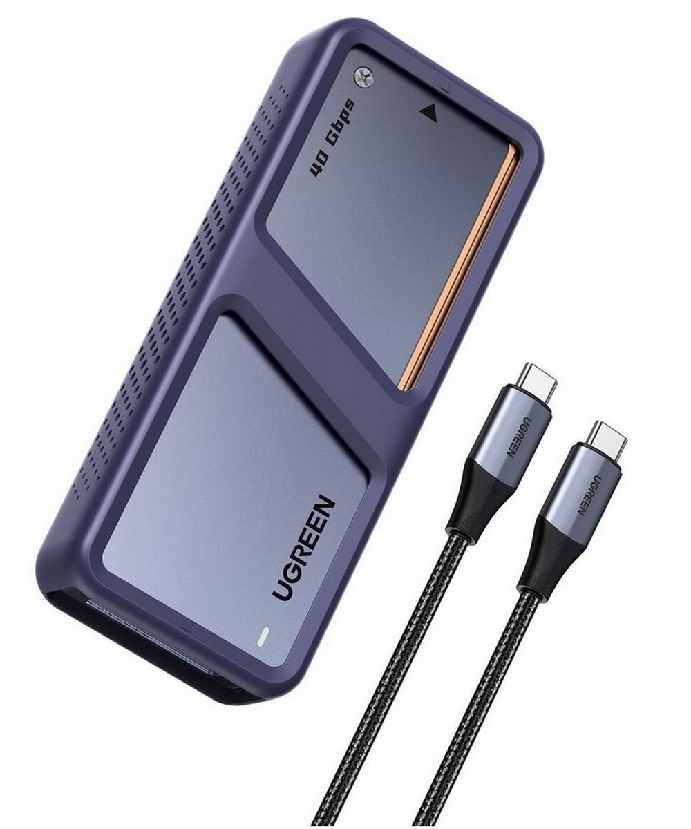 Бокс внешний для жесткого диска UGREEN D703 (65727) 40Gbps M.2 NVMe USB-C 4.0 SSD Enclosure серый