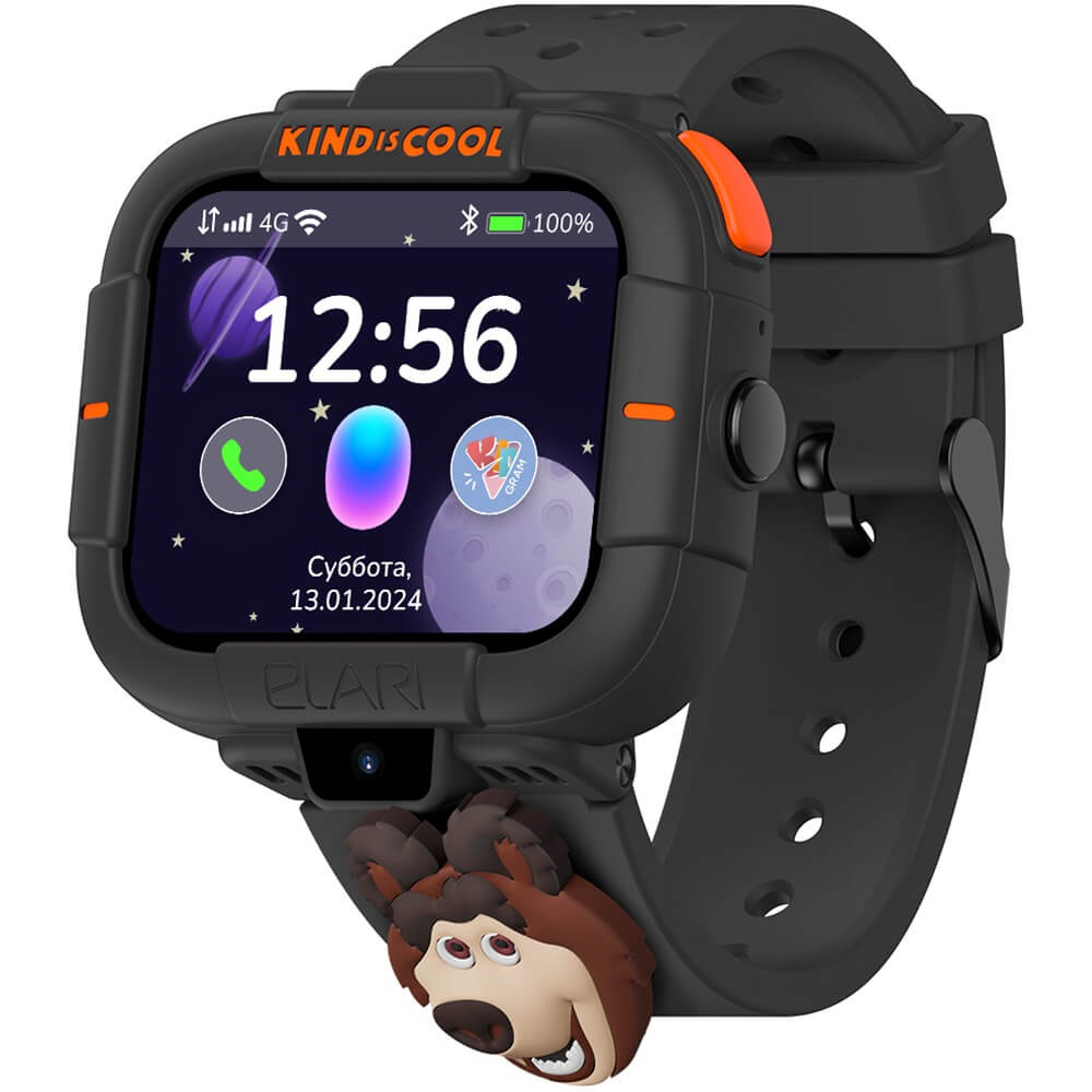 Детские часы Elari KidPhone Маша и Медведь 4G c Марусей Black