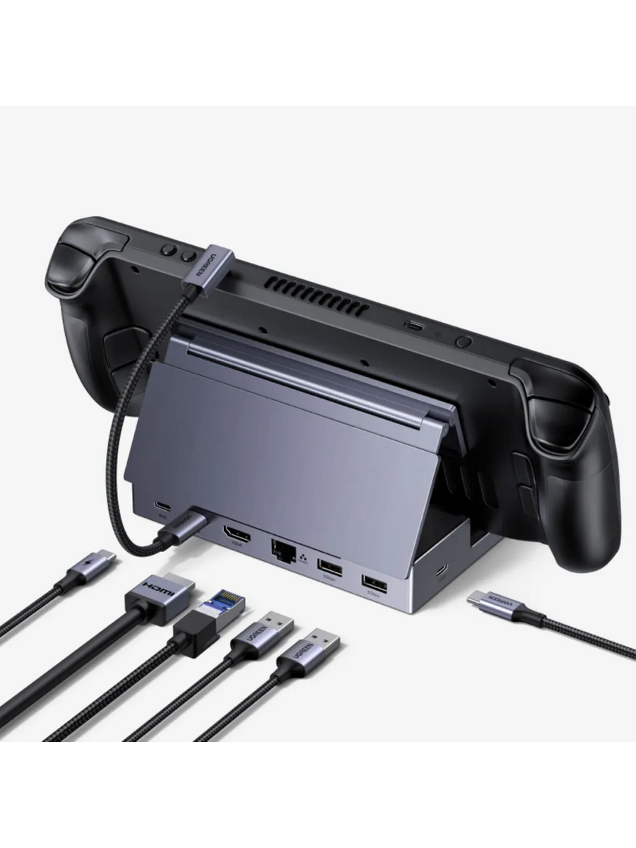Док-станция UGREEN CM800 (75126) 6-in-1 1×USB-C&1×HDMI&1×USB-C&2×USB-A&1×RJ45 черный