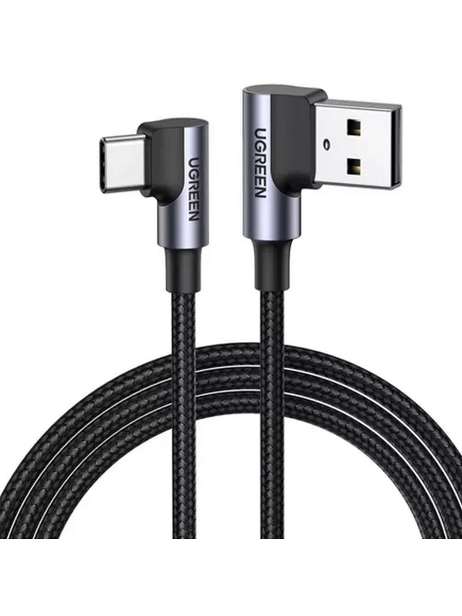 Кабель UGREEN US176 (20856) 1m серый космос Right Angle USB-A to USB-C Cable
