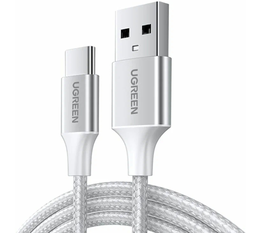 Кабель UGREEN US288 1,5 m Silver USB-A 2.0 to USB-C Cable Nickel Plating Aluminum Braid
