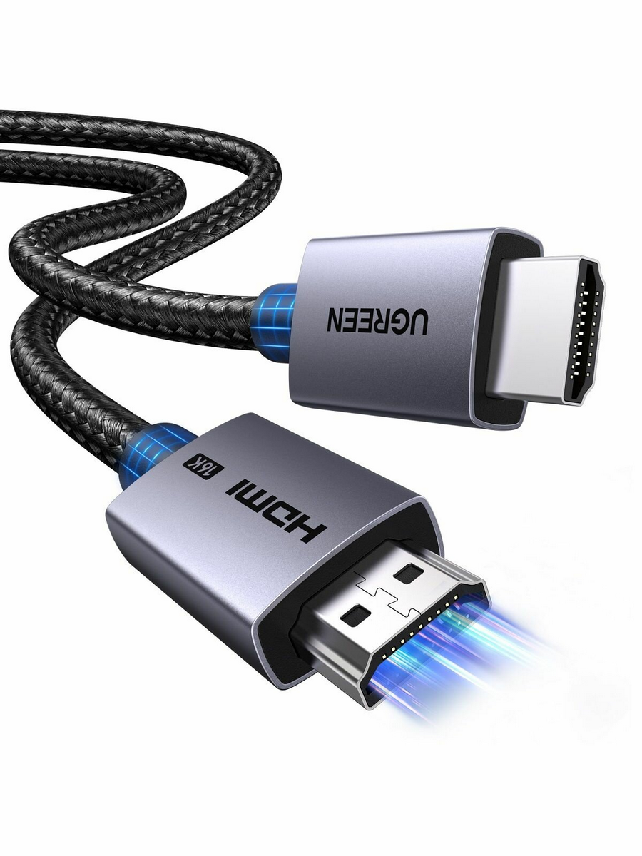 Кабель UGREEN HD186 (65900) 2м черный HDMI2.2 16K Male-to-Male High-Definition Braided Cable