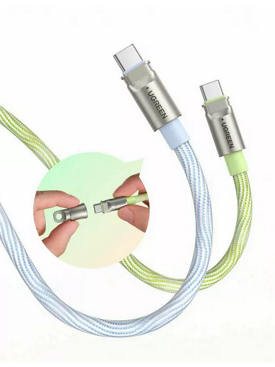 Кабель UGREEN  L508 (35500) 1,2м зеленый USB-C To USB-C 30A 60W Charging With Pull Ring Cable