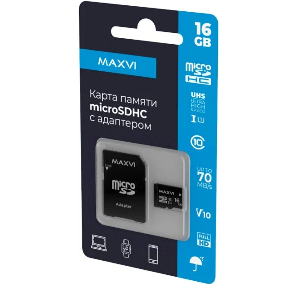 Карта памяти Maxvi microSDXC 16GB, class 10, UHS-I (1), V10