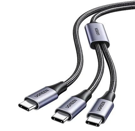 Кабель UGREEN US561 1,5м черный Type C 2.0 Male To Type C 2.0 Male 2-in-1 Charging&Data Cable
