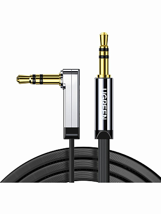 Кабель UGREEN AV119 (10598) 1,5м черный 3.5mm Male to 3.5mm Male Straight to angle flat Cable