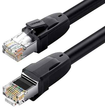 Кабель UGREEN NW121 (70327) 1м черный Cat8 CLASS I S/FTP Round Ethernet Cable