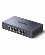 Коммутатор сетевой UGREEN CM741 (35371EU) 6-Port 4*PoE&2*Gigabit Ports Ethernet Switch серый космос