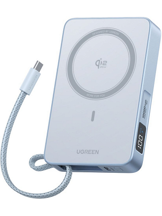 Внешний аккумулятор UGREEN PB773 (65958B) 10000mAh 25W MagFlow Qi2.2 голубой