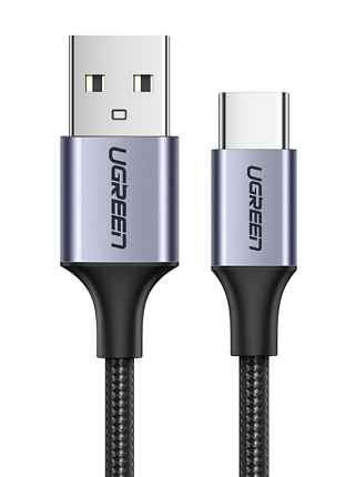 Кабель UGREEN US288 0,5 m Black USB-A 2.0 to USB-C Cable Nickel Plating Aluminum Braid