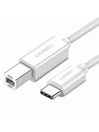 Кабель UGREEN US241 (40417) 1.5м белый USB-C 2.0 To USB-B 2.0 Print Cable для подключения принтера
