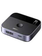 Переключатель UGREEN AW701 (65878) 2 in 1 8K@60Hz DisplayPort&USB-C Switcher. Цвет: черный