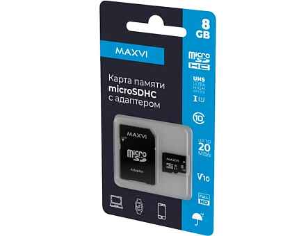 Карта памяти Maxvi microSDXC 8GB, class 10, UHS-I (1), V10