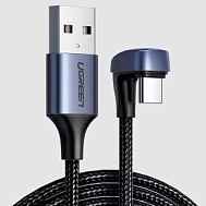 Кабель UGREEN US311 Длина 2 м. Цвет: черный USB2.0-A to Angled USB-C Cable Aluminum Case