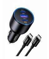 АЗУ UGREEN EC705 (55511) 130W 3-Port 2*USB-C PD+USB-A Fast Car Charger с кабелем. Цвет: черный