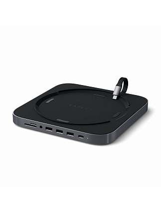 Подставка-док станция Satechi Mac Mini Stand & Hub серый космос 1x USB-C, 3 x USB, 3,5mm AUX, SD