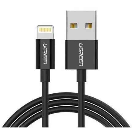Кабель UGREEN US155 (80822) 1м черный USB-A Male to Lightning Male Cable Nickel Plating ABS Shell