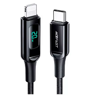 Кабель ACEFAST C6-01 черный USB-C to Lightning charging data cable с цифровым дисплеем