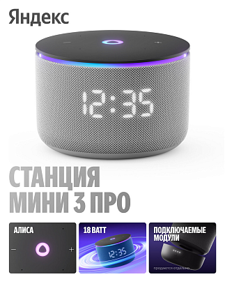 Умная колонка Яндекс.Станция Мини 3 Про Zigbee серый