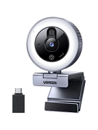 Веб-камера UGREEN CM910 (65857) USB HD Up To 2K@30FPS Webcam With Fill Light с подсветкой , серый