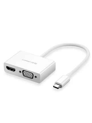 Кабель UGREEN MM123 (30843) белый USB Type C to HDMI + VGA Converter