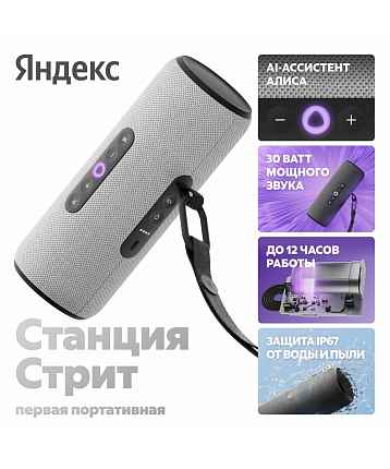 Умная колонка Яндекс.Станция Стрит с Алисой серый