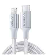 Кабель UGREEN US304 Длина 1,5 м. Цвет: серебро USB-C to Lightning M/M Cable Aluminum Shell Braided.