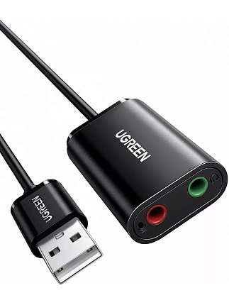 Внешняя звуковая карта UGREEN US205 (30724) USB 2.0 External Sound Adapter. Длина: 15см черный