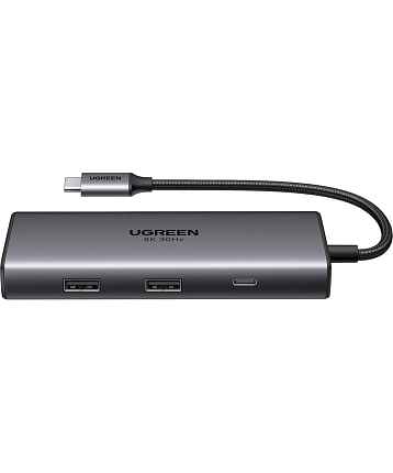 Адаптер UGREEN CM498 (15852) Revodok 6-in-1 8K@30Hz USB-C to 2*USB-A 3.0&USB-C 3.0&2*HDMI&PD серый