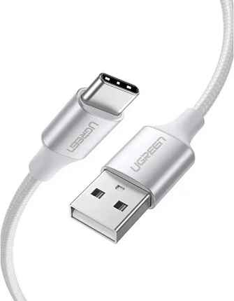 Кабель UGREEN US288 2 m Silver USB-A 2.0 to USB-C Cable Nickel Plating Aluminum Braid