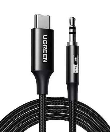 Кабель UGREEN CM450 (65101) 2м черный USB-C Male to 3.5mm Male Audio Cable with Chip