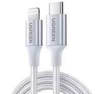 Кабель UGREEN US304 Длина 2 м. Цвет: серебро USB-C to Lightning M/M Cable Aluminum Shell Braided.