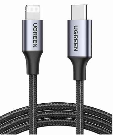 Кабель UGREEN US304 Длина 1 м. Цвет: черный USB-C to Lightning M/M Cable Aluminum Shell Braided.
