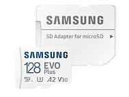 Карта памяти Samsung MicroSDXC 128Gb+SD EVO+ U3 A2 V3 adapter RU