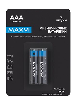 Батарейка Maxvi MBLR03ES2 AAA (LR03) 2 шт EASY Щелочная