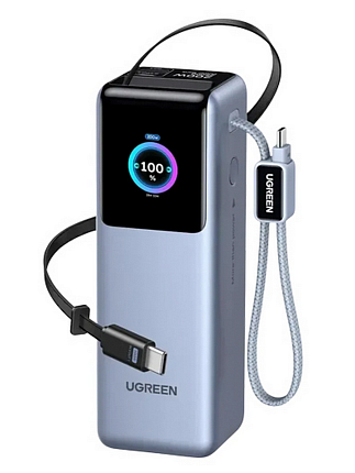 Внешний аккумулятор UGREEN PB728 (75702B) 200W Power Bank 25000mAh USB-C (ССС). Цвет: серый