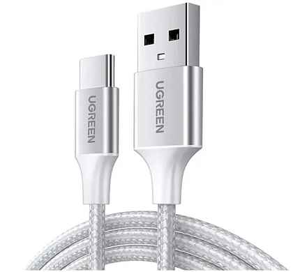 Кабель UGREEN US288 0,25 m White USB-A 2.0 to USB-C Cable Nickel Plating Aluminum Braid